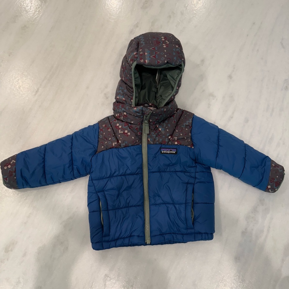Patagonia Kids Blue and Black Puffer Jacket